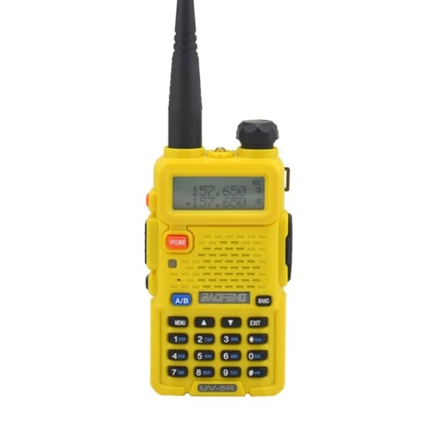 Draagbare zender Baofeng UV-5R 128 groepen kanalen 5 W VHF en UHF dual-band tweerichtingsradio met LED zaklamp voor uitstapjes geel