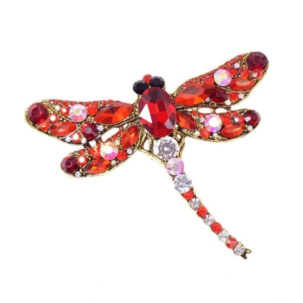 Dragonfly brosch röd