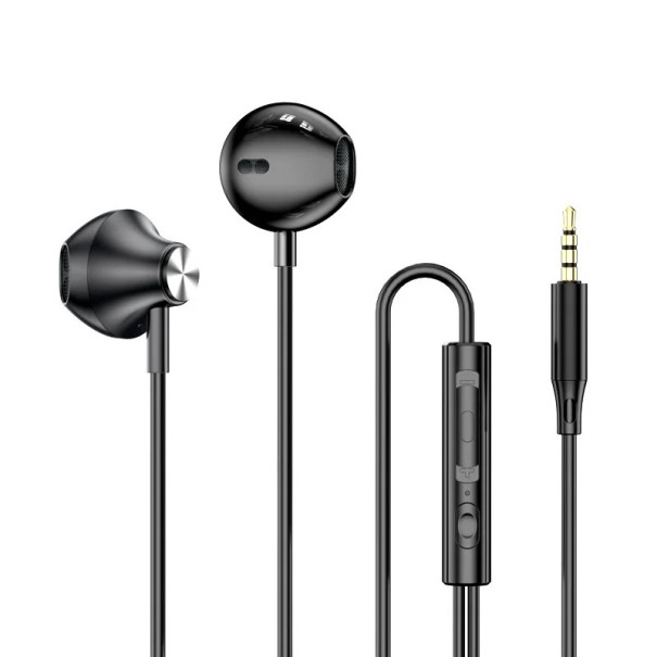 Drahtlose In-Ear-Kopfhörer mit 3,5 mm Klinkenstecker und Mikrofon, metallische Konstruktion, wasserfest, Kabelsteuerung für Musik und Anrufe schwarz
