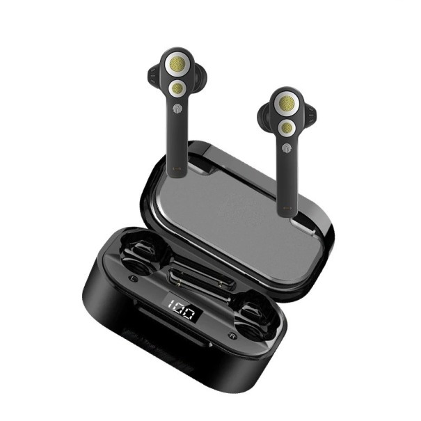Drahtlose In-Ear-Kopfhörer mit Mikrofon und Ladecase mit Display Bluetooth 5.0 Akkulaufzeit 8 Stunden Sprachassistent Silikon-Ohrstöpsel Schwarz 1