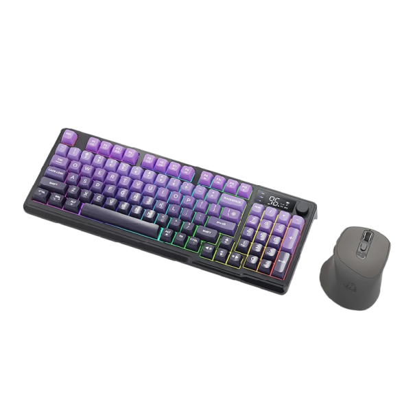 Drahtlose Tastatur und Maus M96 Screen Kit ZIYOULANG Bluetooth 38,5x14,5x4cm PBT schwarz-lila Set für PC Laptop