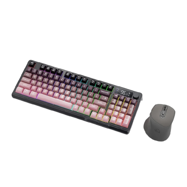 Drahtlose Tastatur und Maus M96 Screen Kit ZIYOULANG Bluetooth 38,5x14,5x4cm PBT schwarz-rosa Set für PC Laptop