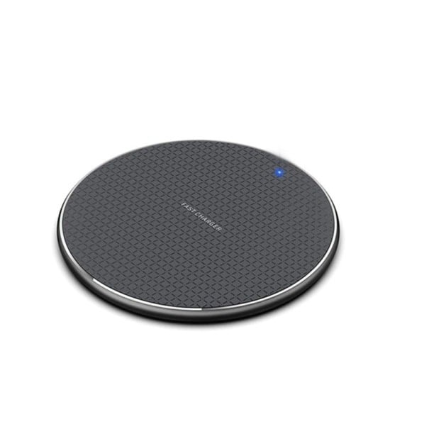 Drahtloses Ladegerät Qi 10 W für Telefone mit drahtloser Ladefunktion Runde Kunststoffunterlage mit Kontrollleuchte Stromversorgung über Micro schwarz