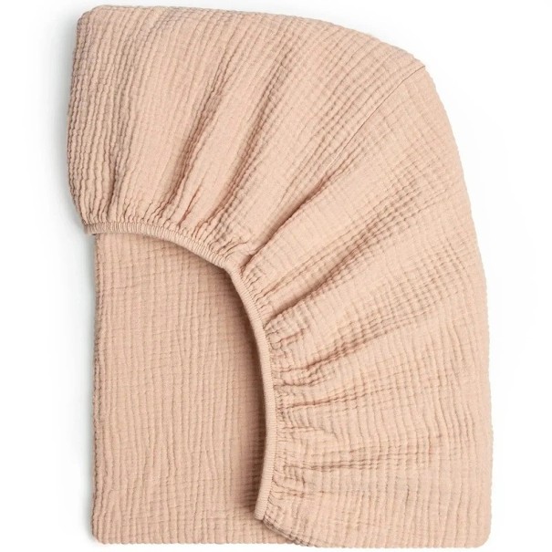 Drap de lit pour lit d'enfant jusqu'à 83 × 43 × 5 cm Drap-housse en mousseline de coton Forme ovale Housse de matelas respirante beige