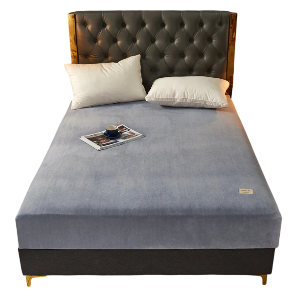 Drap-housse en flanelle élastique 180 x 200 cm, Drap-housse lisse, doux et chaud, tient en place gris
