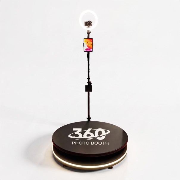 Drehbare Fotobox 360° 80 cm Panoramische Selfie-Plattform RGB LED Ringlicht Fernbedienung Transportkoffer Schwarz Für Veranstaltungen 1