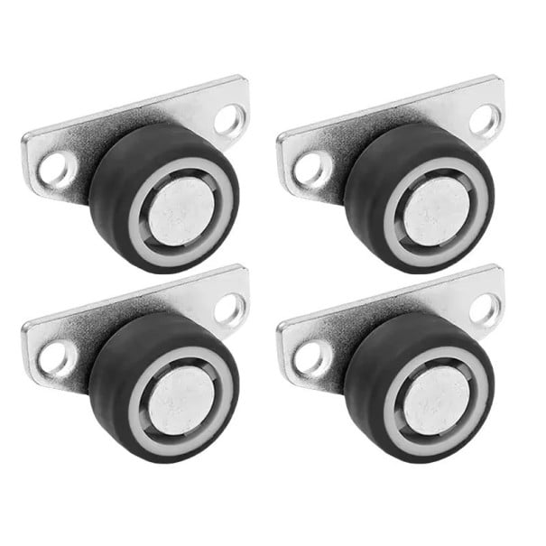 Drehbare Möbelrollen 53×33×20 mm, TPE-Gummi und verzinktes Blech, Einbauhöhe 18 mm, Lochabstand 40 mm, silber