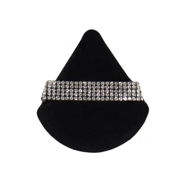 Dreieckiger Make-up-Schwamm aus Samt, 7 x 6,5 cm, Gesichtspuderschwamm, Kosmetikwerkzeug mit Diamantstreifen, feiner Make-up-Applikator schwarz