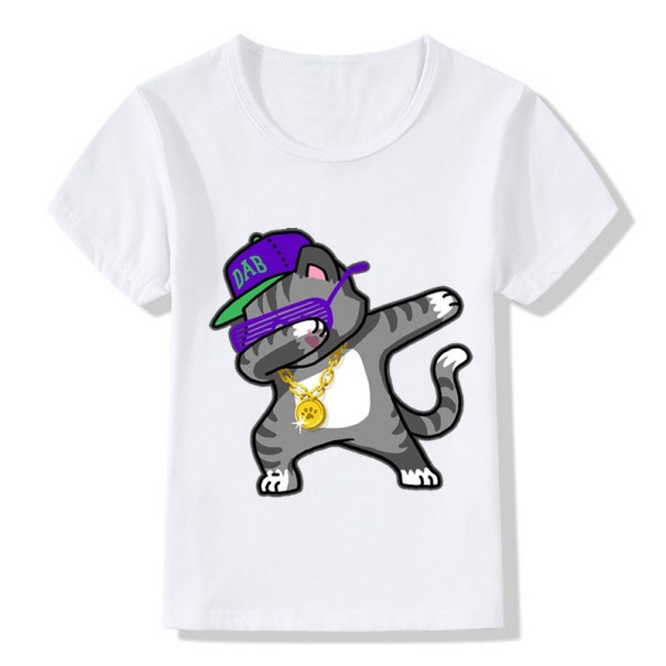 Drenge-T-shirt med dupning og kat J675 9 C