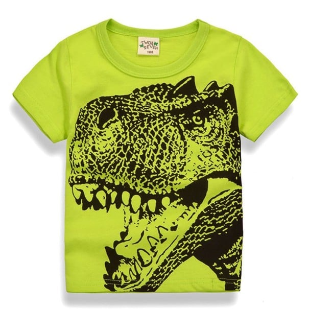 Drenge-T-shirt med Tyrannosaurus Rex-print J1333 grøn 4