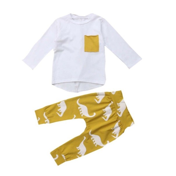 Drenge T-shirt og bukser L1575 gul 5