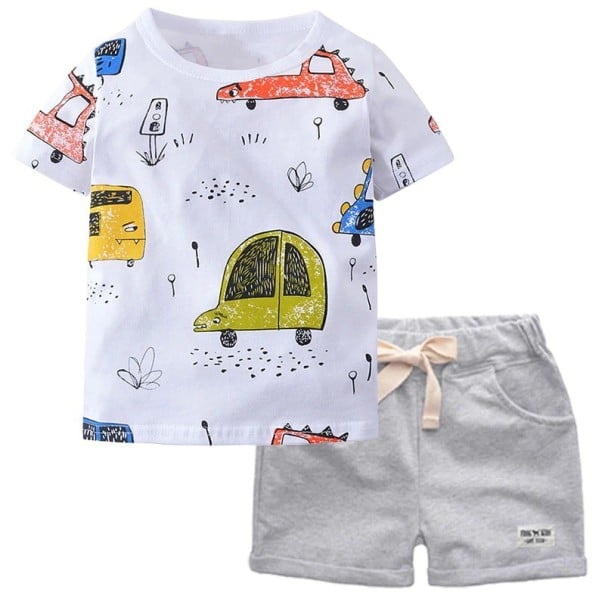 Drenge T-shirt og shorts L1599 grå 2