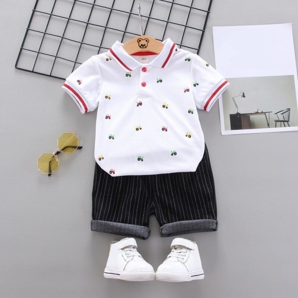 Drenge T-shirt og shorts L1706 hvid 4