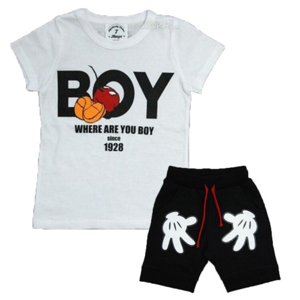 Drengesæt - T-shirt og shorts J1334 hvid 6