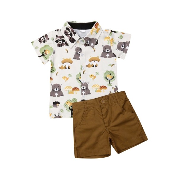 Drengeskjorte og shorts L1713 6-12 måneder D