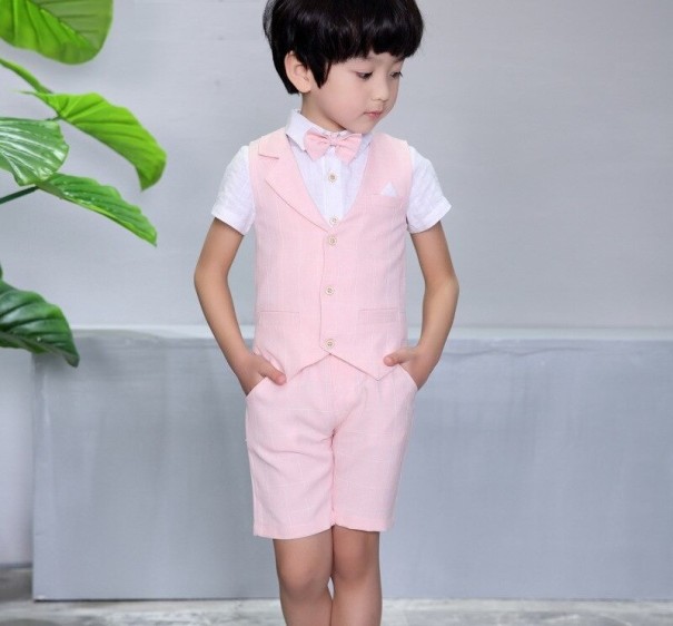 Drengevest og shorts B1382 rosa 12-18 måneder