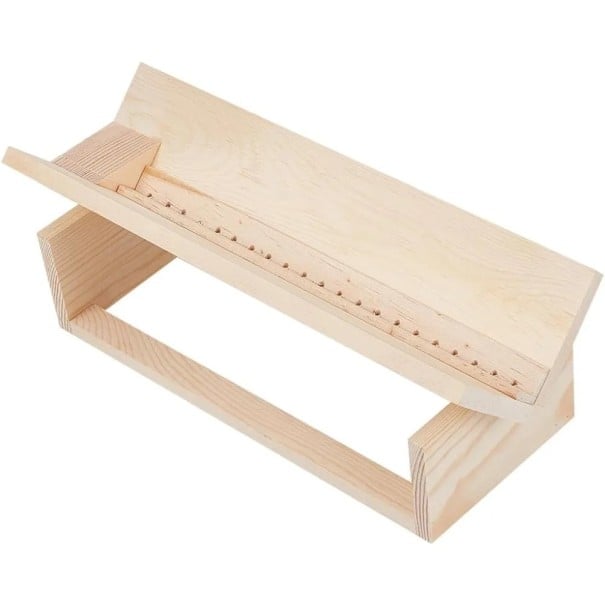 Dřevěná děrovací kolébka pro vazbu knih sada 3 ks s V-držákem 215x90x54 mm přírodní dřevo světlá pro ruční knihařství 1