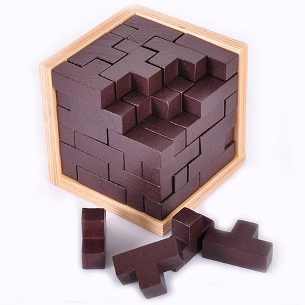 Drevená kocka 3D puzzle 1