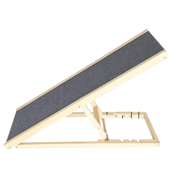 Dřevěná rampa pro psy výškově nastavitelná 100 x 40 cm nosnost 80 kg protiskluzový schod pro domácí mazlíčky 1