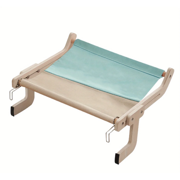 Dřevěné kočičí sedátko 47 x 38 cm pro parapet nebo rám postele Pohodlná plošina pro kočky Nosnost do 18 kg Snadná montáž Bez vrtání modrá