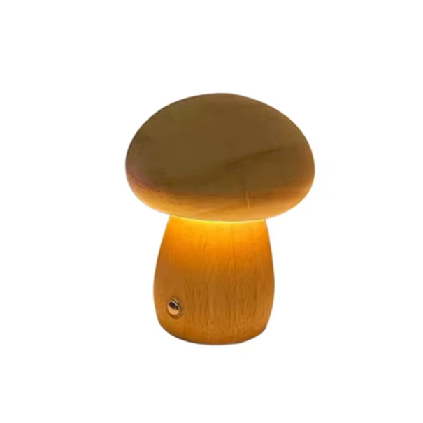 Drevené nočné svetlo v tvare huby 11 x 8,5 cm Stmievateľné dobíjacie LED svetlo 3 farby Dekorácia na nočný stolík do spálne svetlo hnedá
