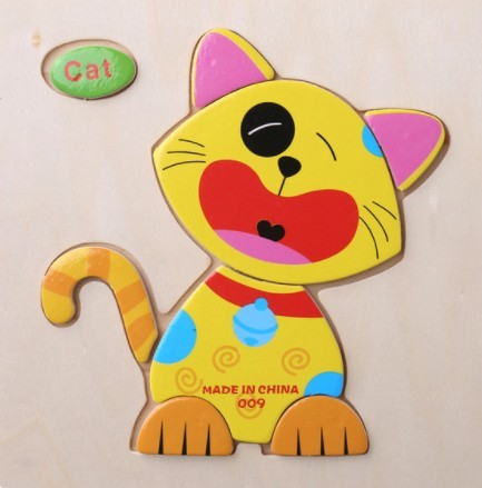 Drevené puzzle pre deti - Zvieratká mačka