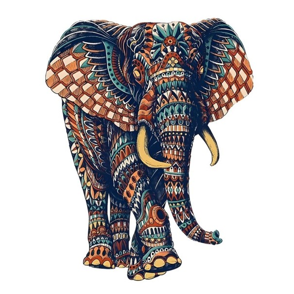 Dřevěné puzzle Slon 20,5 x 25,6 cm 160–200 dílků Nepravidelné tvary Zvířecí motiv Antistresová hračka Kreativní vánoční dárek pro dospělé 1
