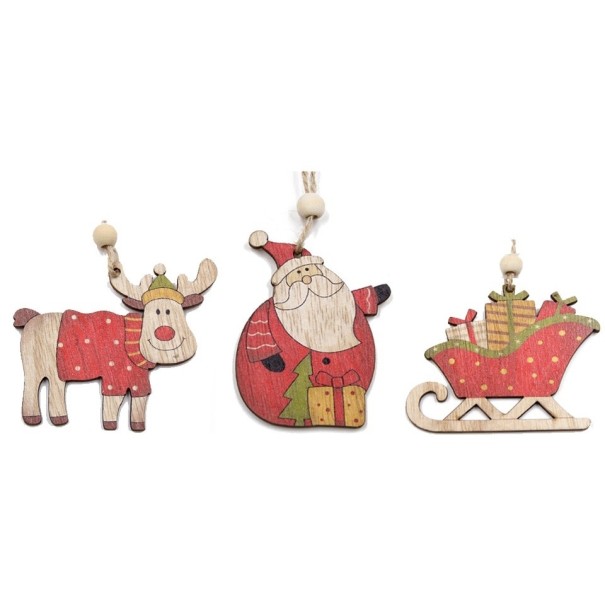 Dřevěné vánoční dekorace 3 ks 1