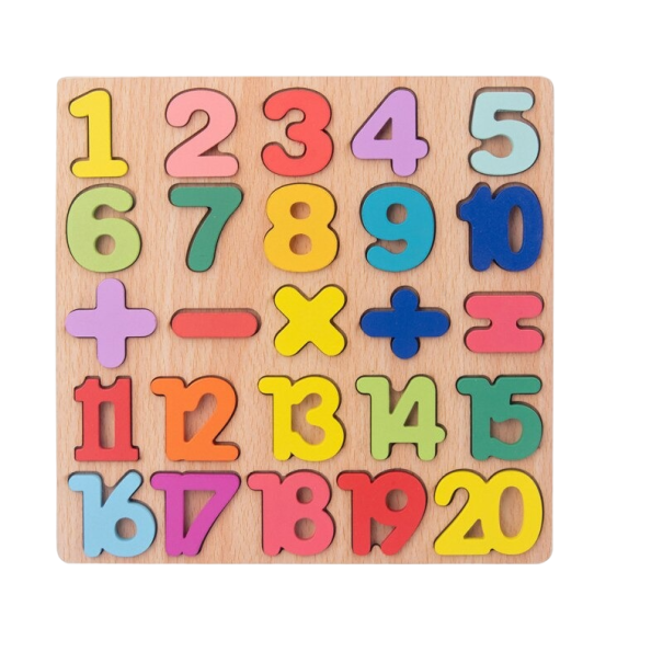 Dřevěné vkládací puzzle číslice 20 x 20 cm 1