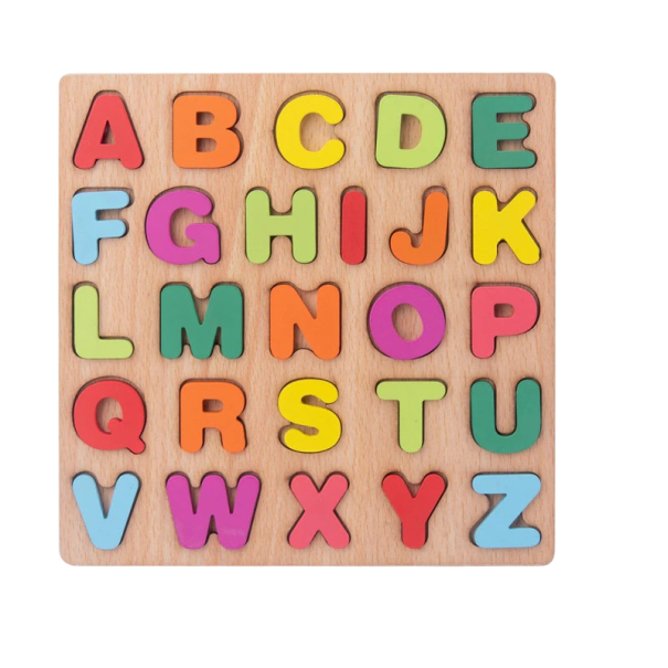 Drevené vkladacie puzzle písmená 20 x 20 cm 1