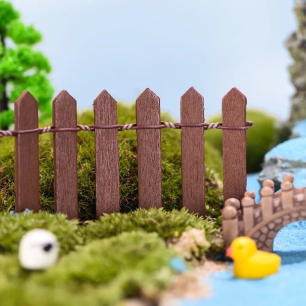 Dřevěný modelový plot 90 cm Výška 5,1 cm Šířka 7,2 cm Miniaturní oplocení pro dioráma a modelovou krajinu hnědá