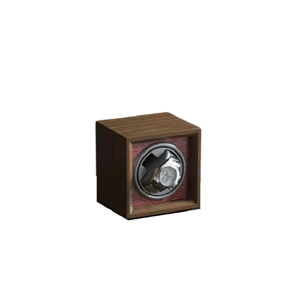 Dřevěný natahovač hodinek IBBETON pro automatické hodinky 13x11,7x13 cm otočný box dřevěný pro uložení a natahování červená