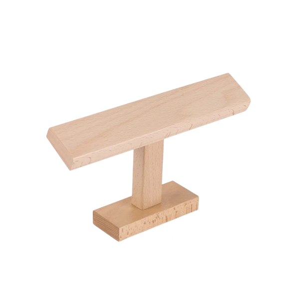 Dřevěný stojan na hodinky a náramky 25 × 5 × 15 cm Stolní stojánek na šperky z masivního dřeva organizér na hodinky béžova
