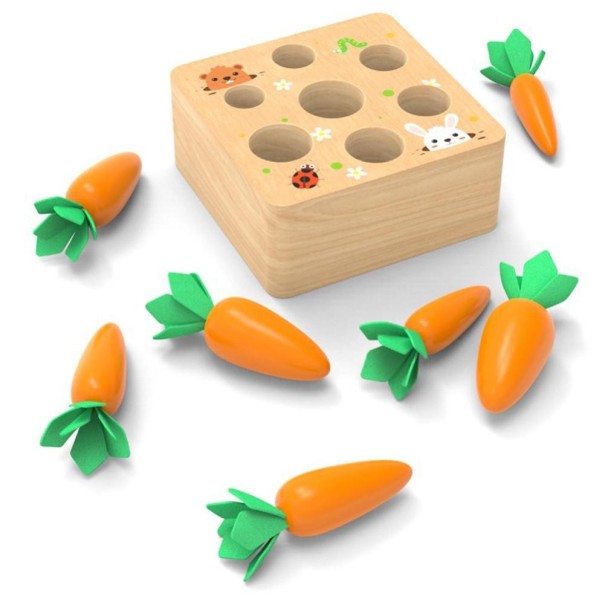 Drewniana wkładka zabawkowa z marchewką 1