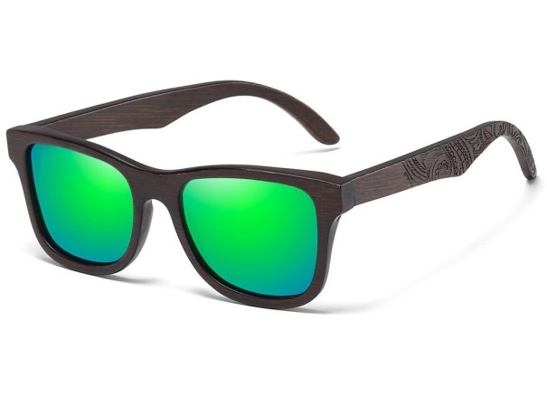 Drewniane okulary przeciwsłoneczne męskie E2010 zielony