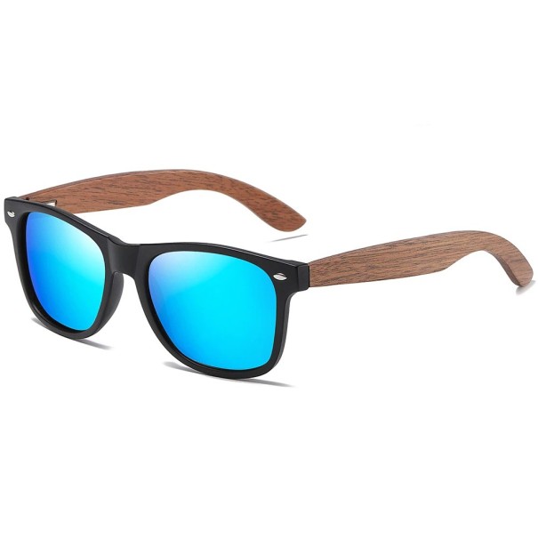Drewniane okulary przeciwsłoneczne męskie E2158 niebieski