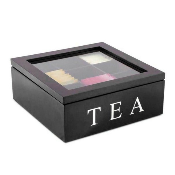 Drewniane pudełko na torebki herbaty czarny