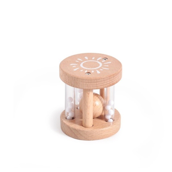 Drewniany cylinder deszczowy Montessori Instrument muzyczny dla niemowląt 0-12 miesięcy Zabawka sensoryczna dla dzieci Wczesny rozwój Słuch Umiejętności motoryczne Naturalne drewno 1
