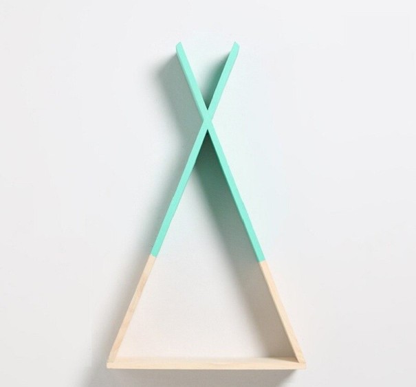Driehoekige plank turquoise