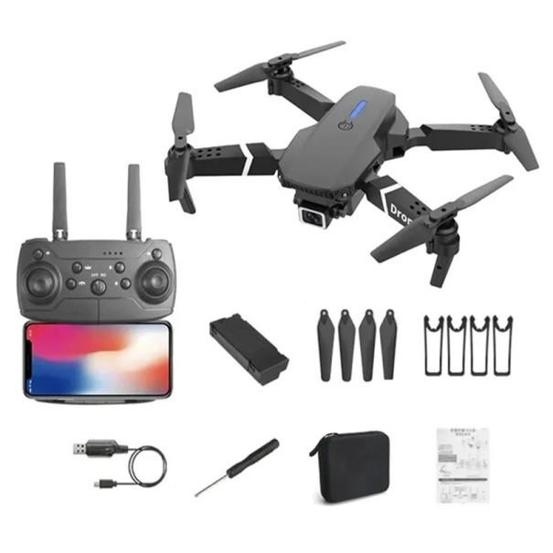 Dron plegable profesional 29x23x5,5 cm Cámara gran angular 4K WiFi FPV Campo de visión 120° Control remoto Alcance 100 m Estuche protector 1