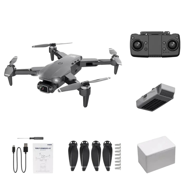 Dron professionale pieghevole 32x32x5 cm con doppia camera 4K HD Angolo ampio GPS portata 1,2 km WiFi FPV Telecomando LED Motore senza spazzole nero