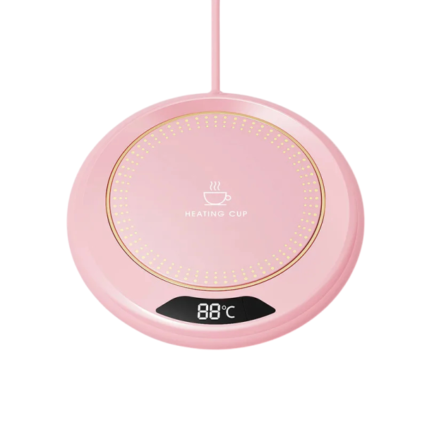 Dryckesvärmare 11,2 x 11,2 x 2,4 cm Elektrisk matta med konstant temperatur USB 20 W Uppvärmning av muggar, glas, flaskor Bevarande av dryckens temperatur rosa