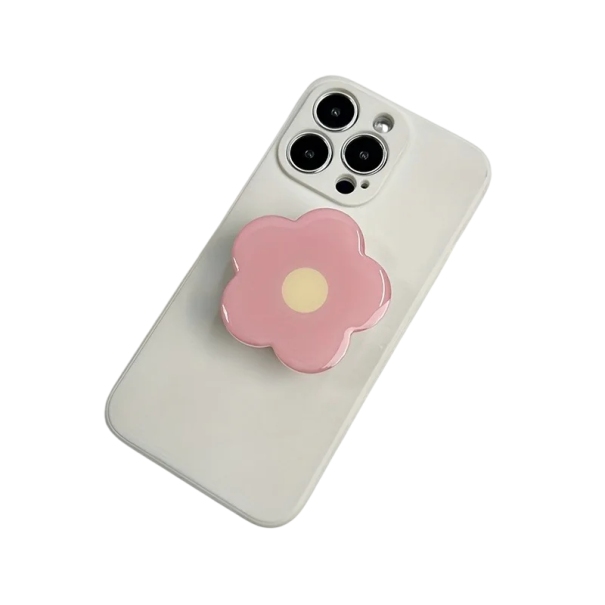 Držák mobilního telefonu s květem 5,3 x 5,2 cm Pro iPhone 16 Dekorativní stojánek na mobil Stylový držák na stůl tmavě růžová