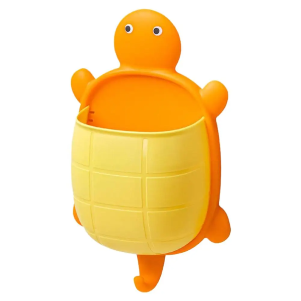 Držák na zubní kartáček 19 cm Roztomilý želví design Kreslený úložný organizér do koupelny Stojan na kartáčky a drobnosti pro děti i dospělé žlutá