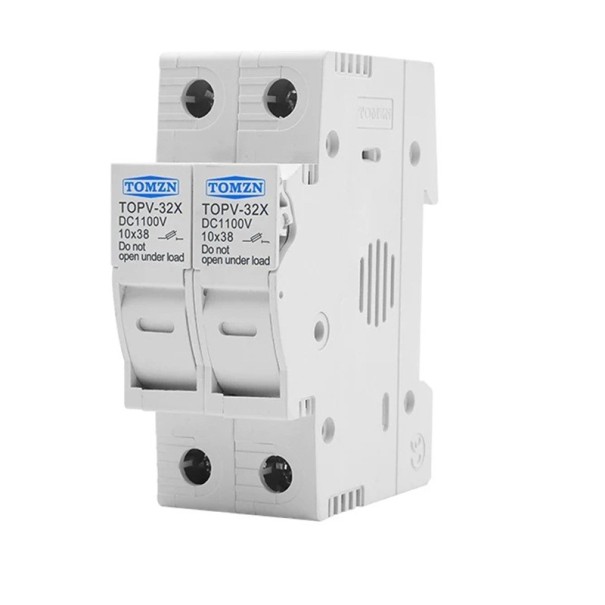 Držák pojistek DC 36 x 85,5 mm 2pólový 1000 V pro solární fotovoltaické systémy TOMZN TOPV-30 vysokonapěťová základna ochrana FV gpV 1
