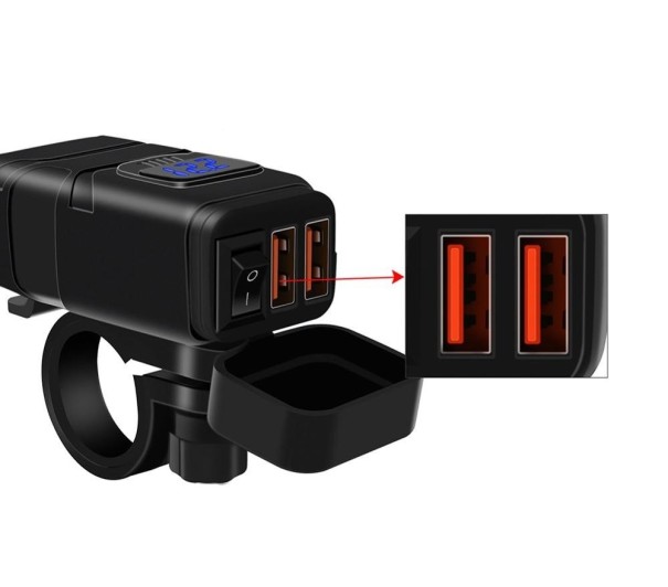 Dual USB Motorcycle Charger A2286 blue