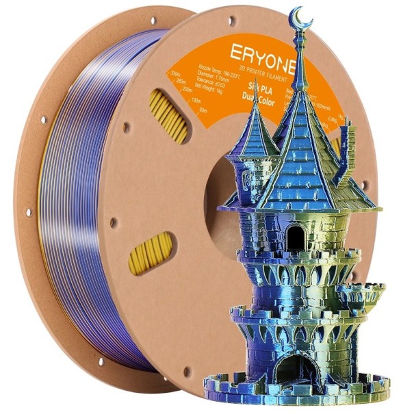 Dualer Seidenfilament 1,75 mm Blau und Gold 3 kg Glänzender Übergang für dekorative Modelle glatte Schichten präzises Gestalten 1