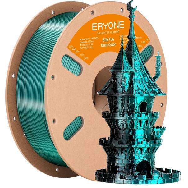 Dualer Seidenfilament 1,75 mm Dunkeltürkis und Schwarz 3 kg Glänzender Übergang für dekorative Modelle glatte Schichten präzises Formen 1