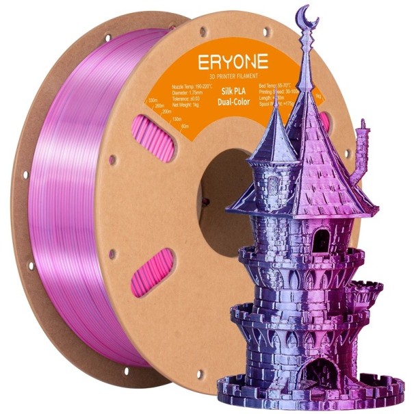 Dualer Seidenfilament 1,75 mm Rosa und Lila 3 kg Glatter Übergang für dekorative Modelle glatte Schichten präzises Formen 1