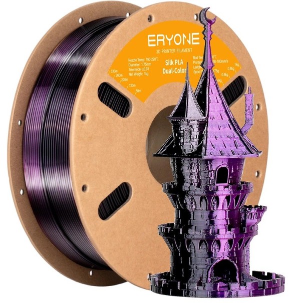 Duálny hodvábny filament 1,75 mm Čierna a fialová 3 kg Lesklý prechod pre dekoratívne modely hladké vrstvy presné tvarovanie 1
